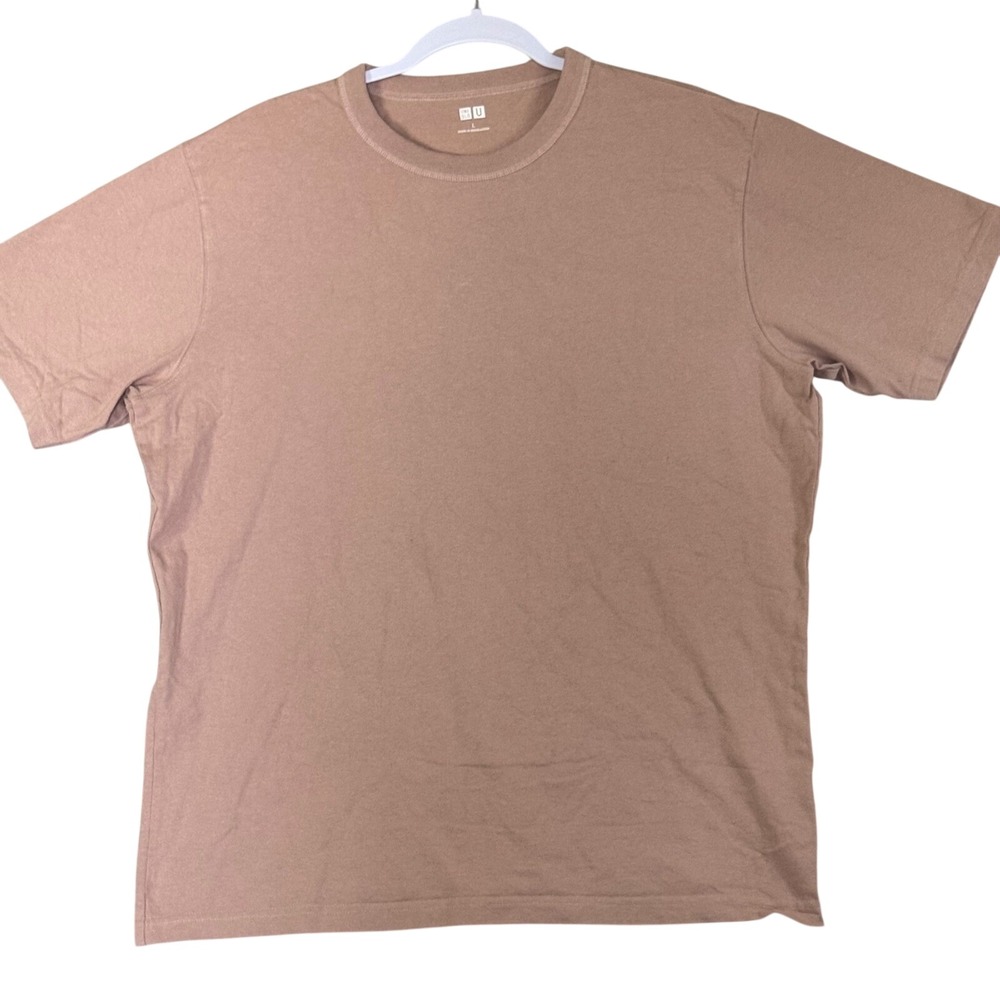 Uniqlo U Mens Crew Neck Short Sleeve T-Shirt Dusty Pink Mauve Cotton L 465186